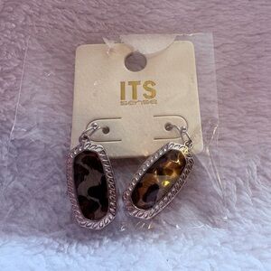 Leopard Print Silver Drop Earrings